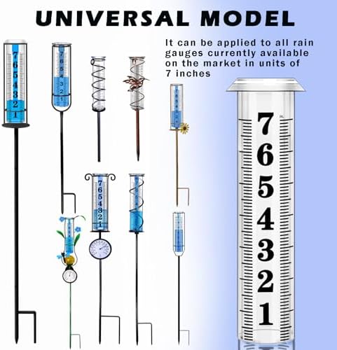 Rain Gauge Replacement Tube, Accurate Rain Gauges Outdoors Best Rated, 7" Capacity Plastic Rain Gauge Tube Replacement for Yard & Garden, Water Gauge for Rain, 2 Rainfall Meter Tube with 1 Clean Brush