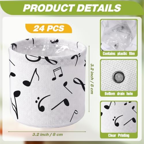 SATINIOR 24 Pack Musical Note Party Favors, Succulents Burlap Planter Pots