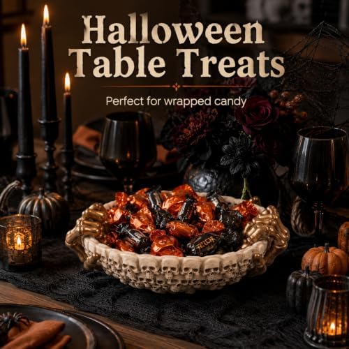 Halloween Candy Bowl, Spooky Skull Serving Dish Gothic Home Decor