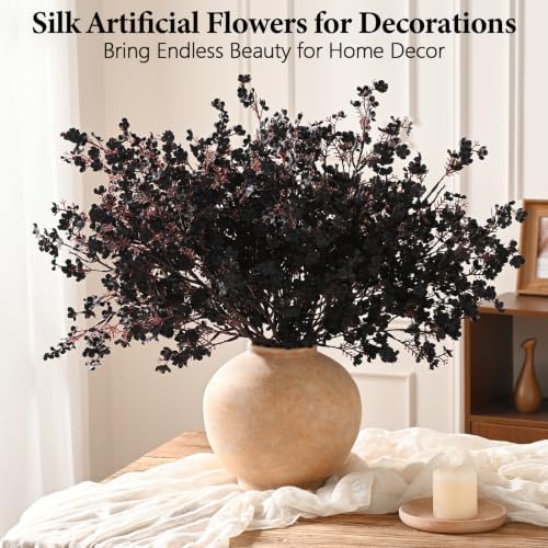 30 Pcs Baby Breath Flowers Artificial Bulk, Fake Fall Flowers, Black
