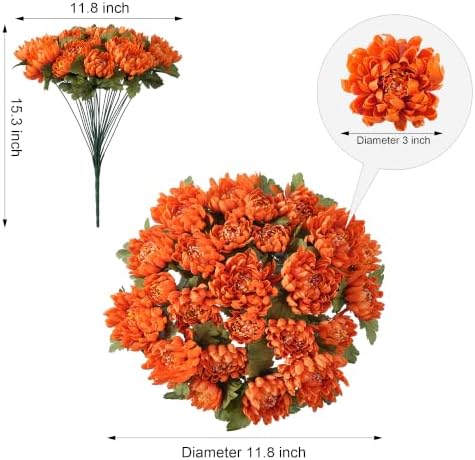Ivydale 2 Bundles Artificial Fake Mums Flowers for Outdoor, 48 Heads Faux Purple Silk Chrysanthemum Bouquets with Long Stems Arrangements Centerpiece for Wedding Party Home Decor
