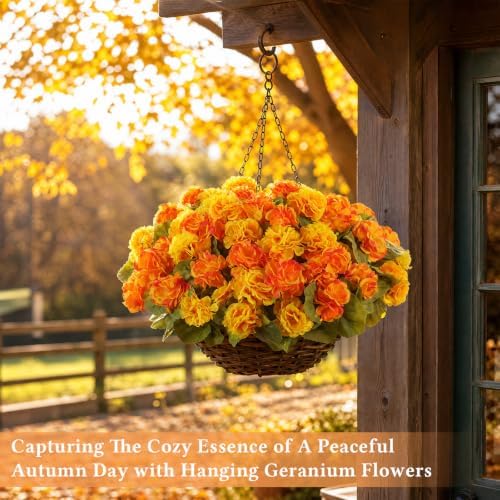 24 Pcs Artificial Geranium Flowers for Outdoors Fall Decoration