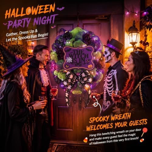4 Pcs Felt Halloween Signs Wreath Decor for Front Door Indoor, Funny Style