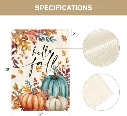AVOIN colorlife Hello Fall Garden Flag 12x18 Inch Double Sided Outside