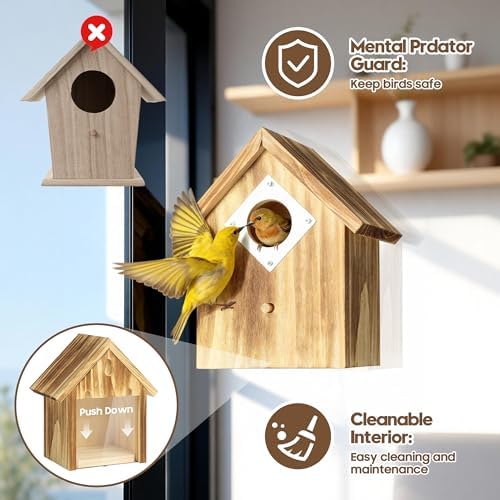 UUMENHA Window Birdhouse for Viewing Inside with 3 Strong Suction Cups