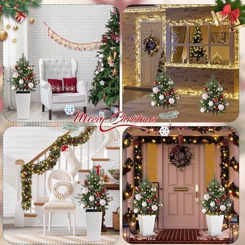 Sunnyglade 27" Set of 2 Artificial Outdoor Christmas Trees with 60 LED
