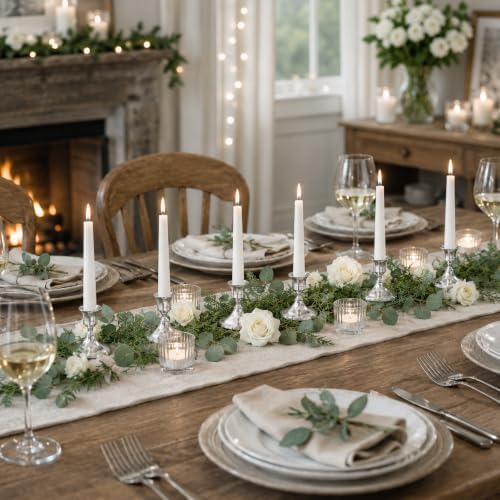 zeochyni 24 PCS Silver Taper Candle Holders Bulks