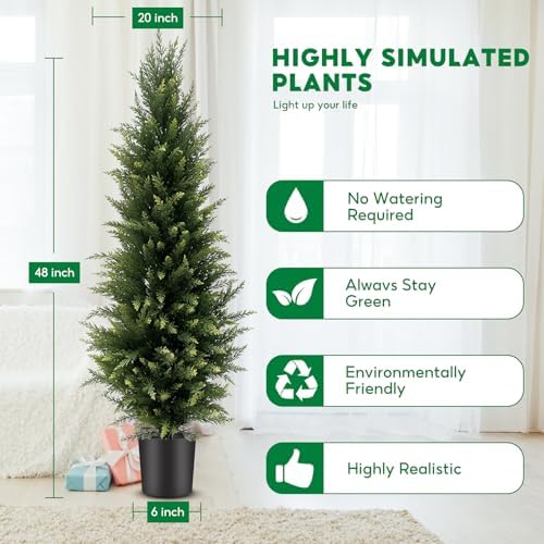 4FT Artificial Cedar Topiary Trees 2 Pack