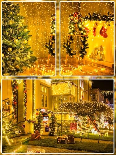 2 Pack Extendable 600 LED Christmas String Lights Indoor Outdoor Warm White