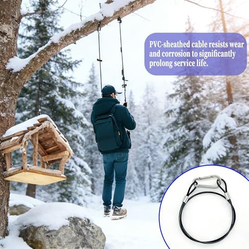 5 Pcs 25in Hanging Chain Cable Rope Bird Feeder Hanger, Hanging Steel Cable with Carabiner Hook, for Suet Feeder, Tree, Planters, Lanterns