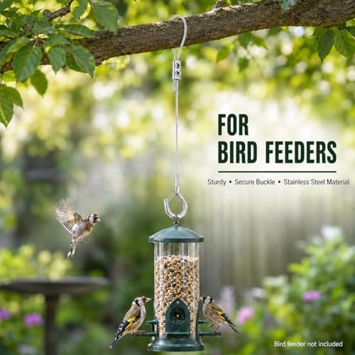 4 Pcs 18-38" Adjustable Bird Feeder Hanger Wires with Safety Buckle Q-Hook