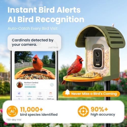 Smart Bird Feeder with Camera, Green