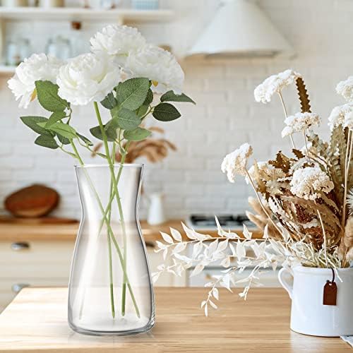 Thenshop 6 Pcs 8'' Tall Clear Glass Flower Vase for Bouquet, Clear