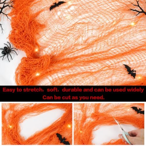 Qtisky 5 Pcs Orange Halloween/Fall Gauze Creepy Cloth Fabric Tapestry Decor
