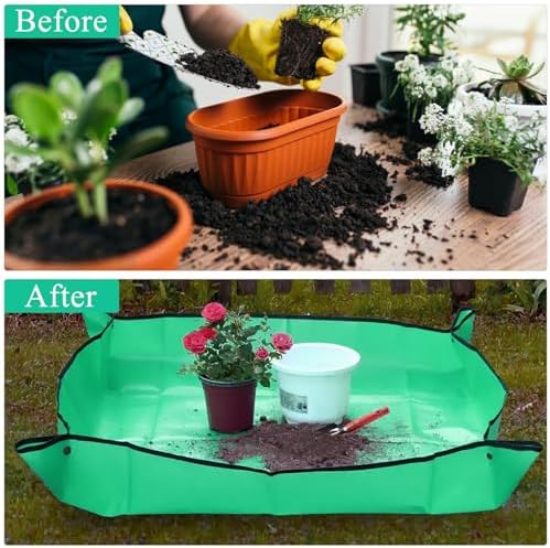 FANTIAN Potting Mat for Indoor Plant Transplanting, 29.5" X29.5" Waterproof Repotting Mat, Foldable Soil Change Mat Gardening Planting Mat - Gifts for Plant Lovers