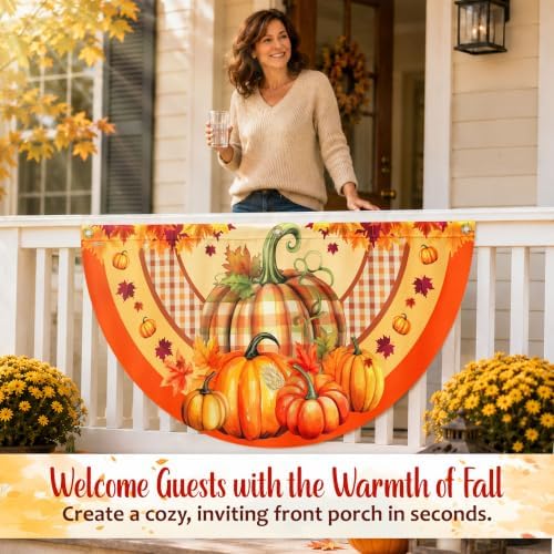 FLAGWIX Pumpkin Fall Bunting Fan Flag, 1.5 x 3 ft, 1 Pack