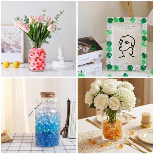YATOJUZI 500PCS Acrylic Vase Filler Gradient Blue Decorations Bright Blue Fake Ice Cubes Crushed Rocks Plastic Diamonds Gems for DIY Party Centerpiece Table Scatter Display 0.5"
