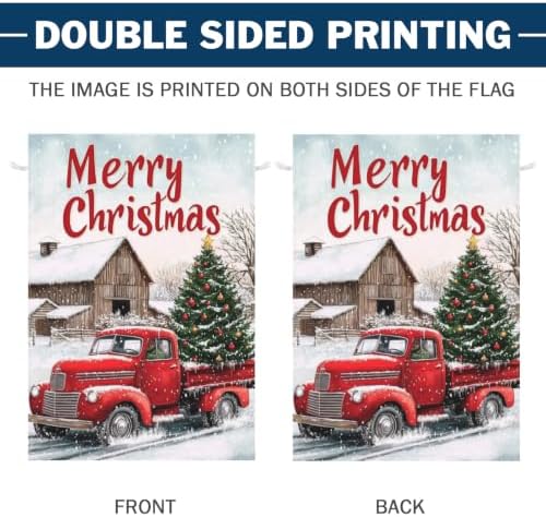 Merry Christmas Garden Flags Xmas Red Truck Double Sided 28x40 Inch