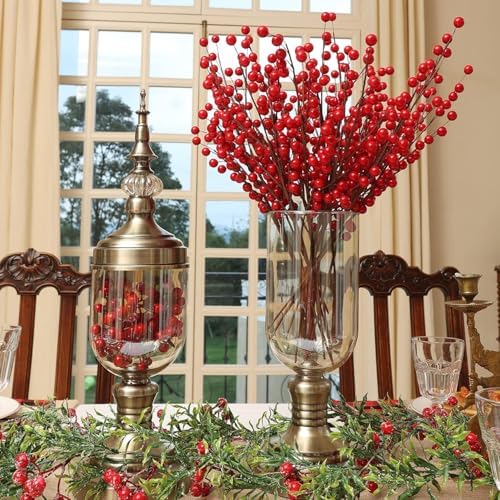joyhalo 36 Pack 12.6in Red Berry Stems