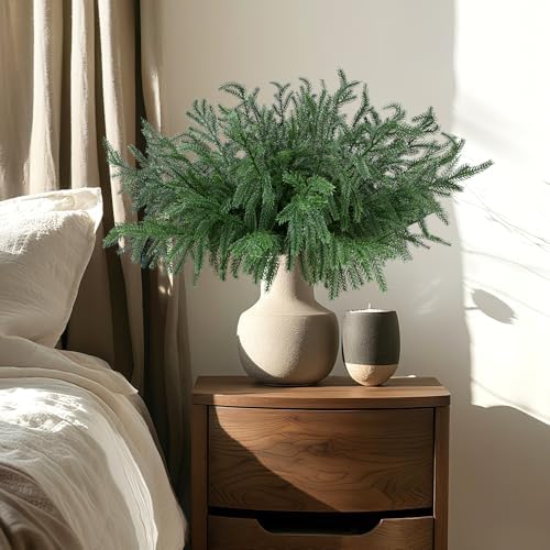 12 Bundles Artificial Norfolk Pine Stems, Real Touch Christmas Greenery