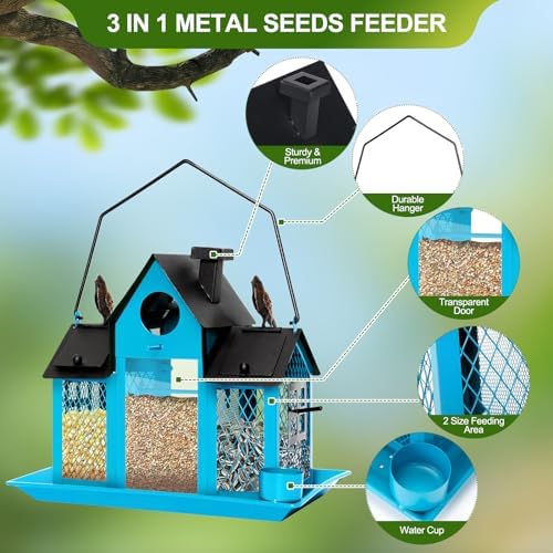 Solar Bird Feeders for Outdoors Hanging, Bird Houses for Outside