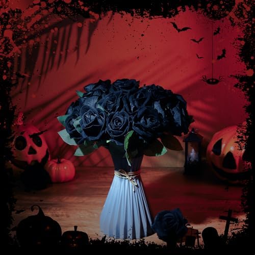 36 Pcs Black Rose Bouquet Bridal Artificial Flowers