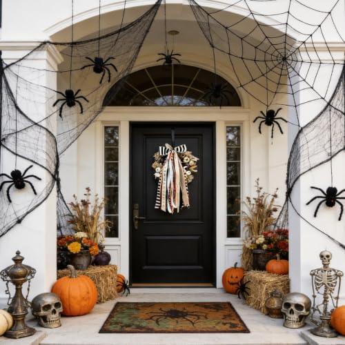 Halloween Black Striped Bow, Fall Wreaths Sash for Front Door Decor