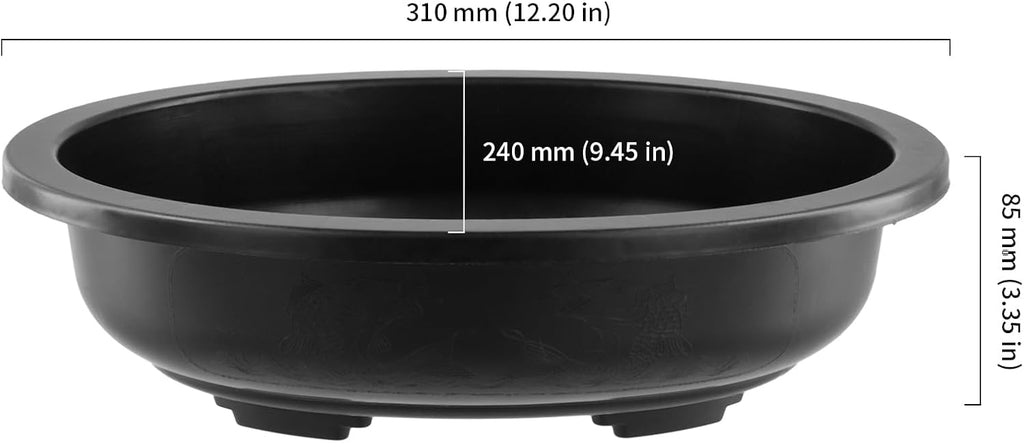 HOIGON 10PCS 12 Inches Plastic Oval Bonsai Training Pots, Black Large Oval Plastic Planter Pot with Drainage Hole