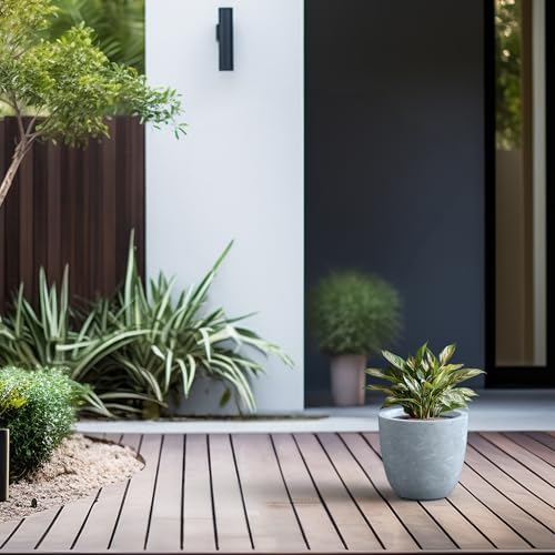 Kante Small Round Bowl Blue Gray Concrete Planter 10" Dia, Outdoor