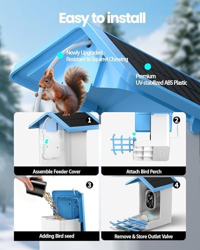 G11 Smart Bird Feeder with Camera, 2.5K, AI Bird ID, 5W Solar, Blue