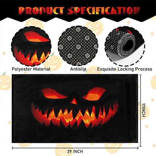 Halloween Pumpkin Doormat 17 x 29 Inch Non-Slip Indoor Outdoor Floor Mat