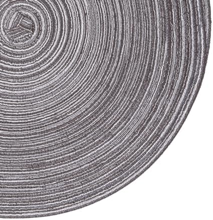 SHACOS Round Braided Placemats Set of 8 Round Table Mats for Dining Tables Non Slip Washable (Black Gray, 8)