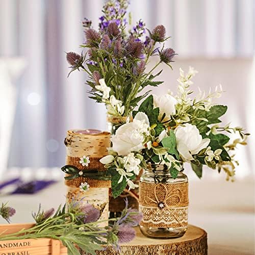 2pcs Artificial Thistle Spray Eryngium Flowers Artificial Eryngium Artificial Sea Holly Flowers for Wedding Bridal Bouquet Wreath Table Centerpiece Outdoor Decor (Purple)