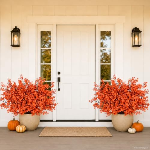 30 Pcs Baby Breath Flowers Artificial Bulk, Fake Fall Flowers, Orange