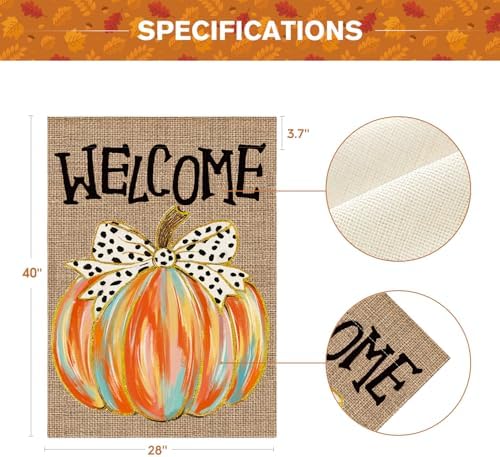 AVOIN colorlife Welcome Fall House Flag 28x40 Inch Double Sided Outside