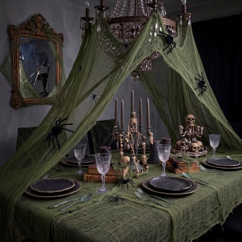 Halloween Creepy Cloth Giant (80 x 400 in.) Scary Gauze Cloth Spooky Halloween Decorations Party Supplies Decor Outdoor Yard Home Wall Haunted House Doorways Patio Garden Green