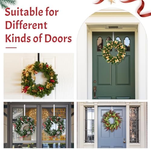 12" Wreath Hanger 2 Pack White Door Wreath Hangers for Front Door