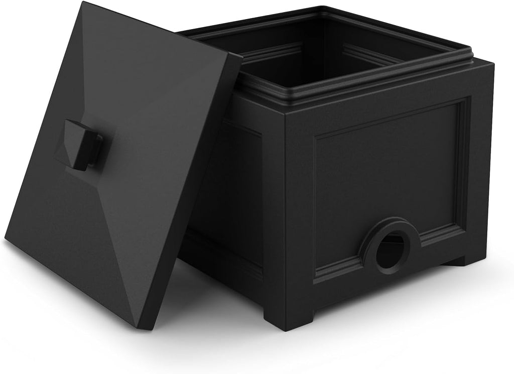 Mayne Fairfield Garden Hose Bin - Black - 17in L x 17in W x 18in H - Holds up to 100 ft. of standard garden hose