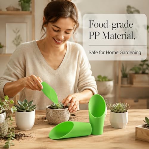 Bonsai Soil Scoops, Plastic Garden Soil Scoops, Garden Potted Plant Maintenance Succulent Planting Tools, Classic Durable, Ergonomic Grip -(1pc Green)