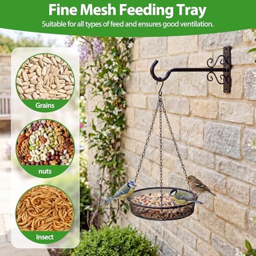 BOLITE Hanging Bird Feeder, Platform Feeders for Outside, Metal Mesh, 2Pack