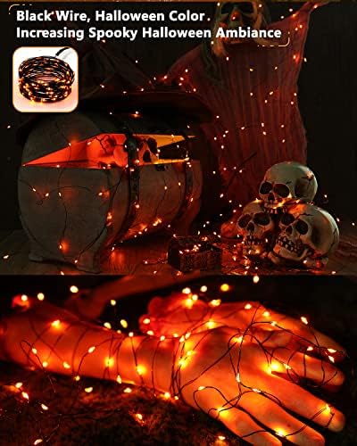 Brizled Solar Orange Fairy Lights, Outdoor Twinkle Halloween LED Lights
