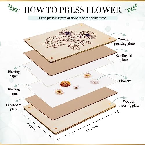 Aboofx Large Wooden Flower Pressing Kit, 10.8"x6.9" 6 Layers
