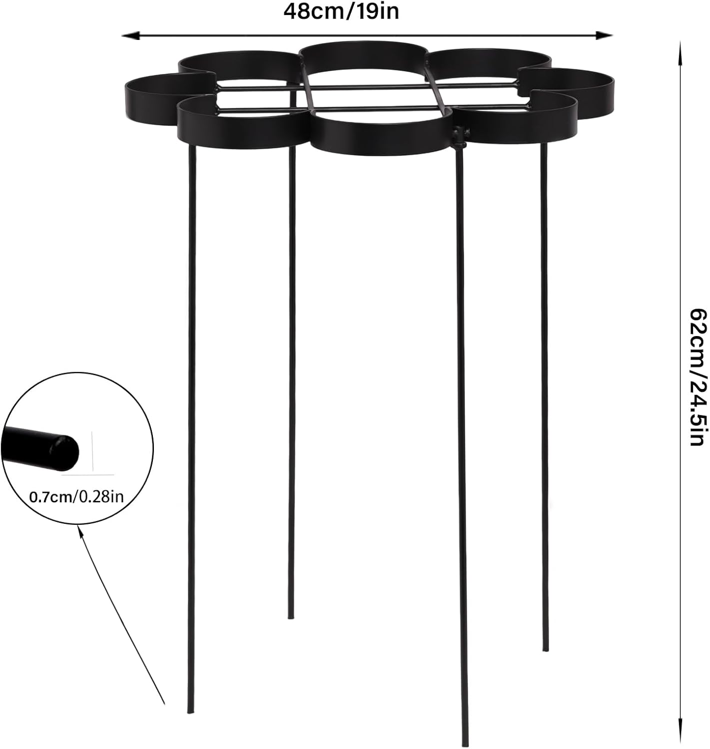 25" Peony Cages and Supports Elegant Modern Flower Support Stakes | Elegant Plant Support Ring for Peonies & Dahlias
