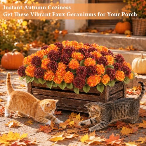 12 Pcs Artificial Geranium Flowers for Outdoors Fall Decoration