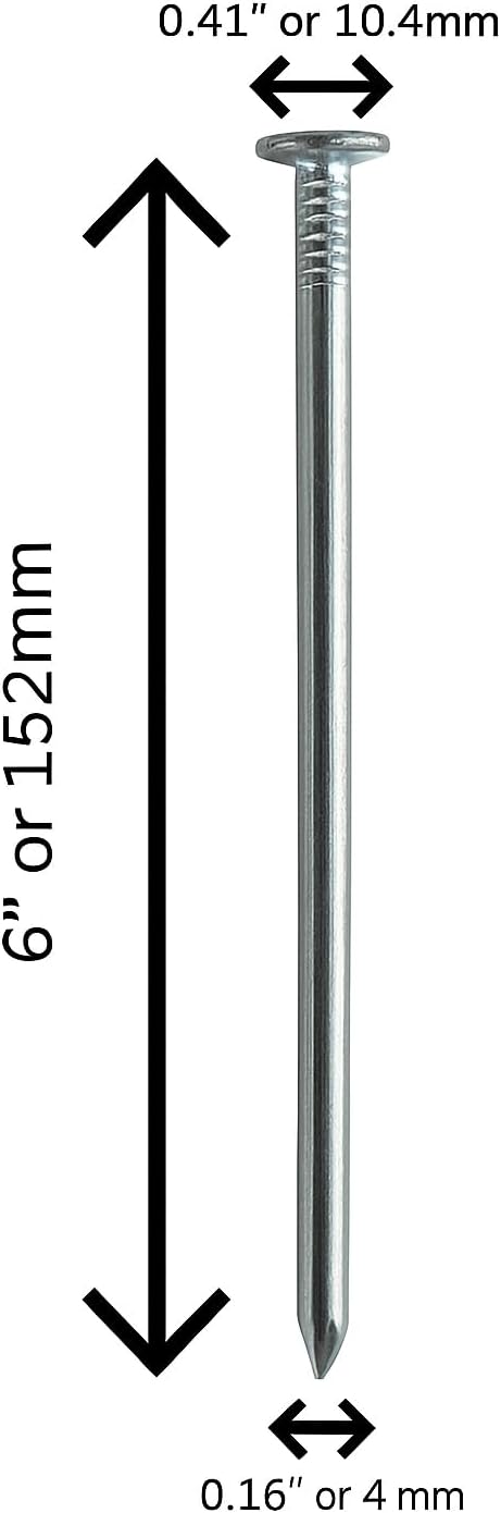 Turf Nails 6" Galvanized – Heavy-Duty Fasteners for Synthetic Grass, Landscaping, and Ground Cover Stakes, 140-Pack