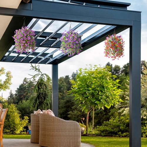 Artificial Fake Hanging Flowers Plants Baskets for Outdoor Outside Decor