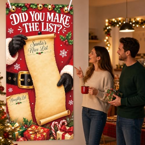 Christmas Gift List Door Cover 71x35 Inch Decorations