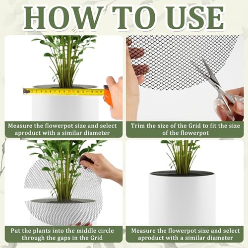 6 Pcs 11.8 Inch Plant Pot Grids，Cut-able Plant Pot Soil Protective Covers from Animals,Used to prevent animals or babies from digging up the soil in flowerpots.Suitable for Indoor and Outdoor Plants.
