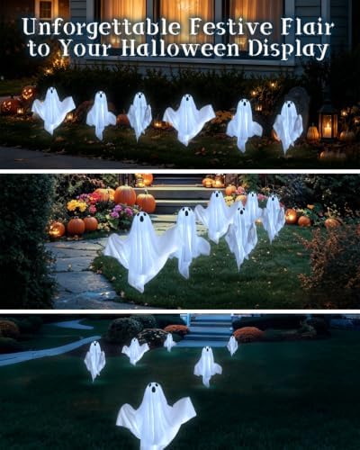 6 PACKS Halloween Ghost Decorations Solar Garden Lights Outdoor