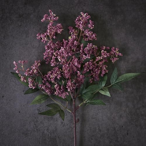 12Pcs 17"Lifelike Artificial Nandina Berry Stems for Vase Decor(Dusty Plum)